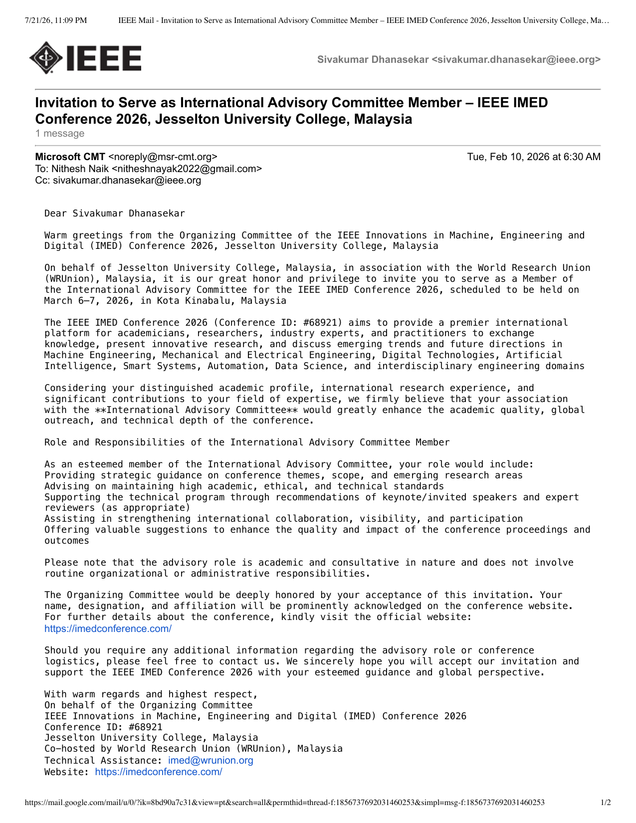 IMED 2026 international program committee evidence preview